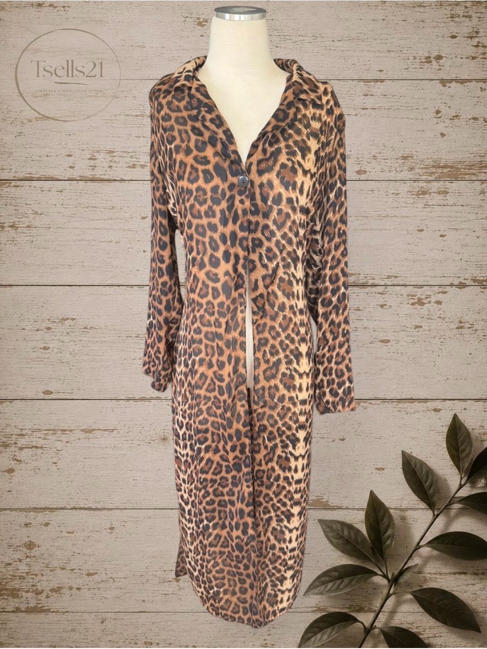 Expressions Vintage 90s Leopard Print Duster - Size 14